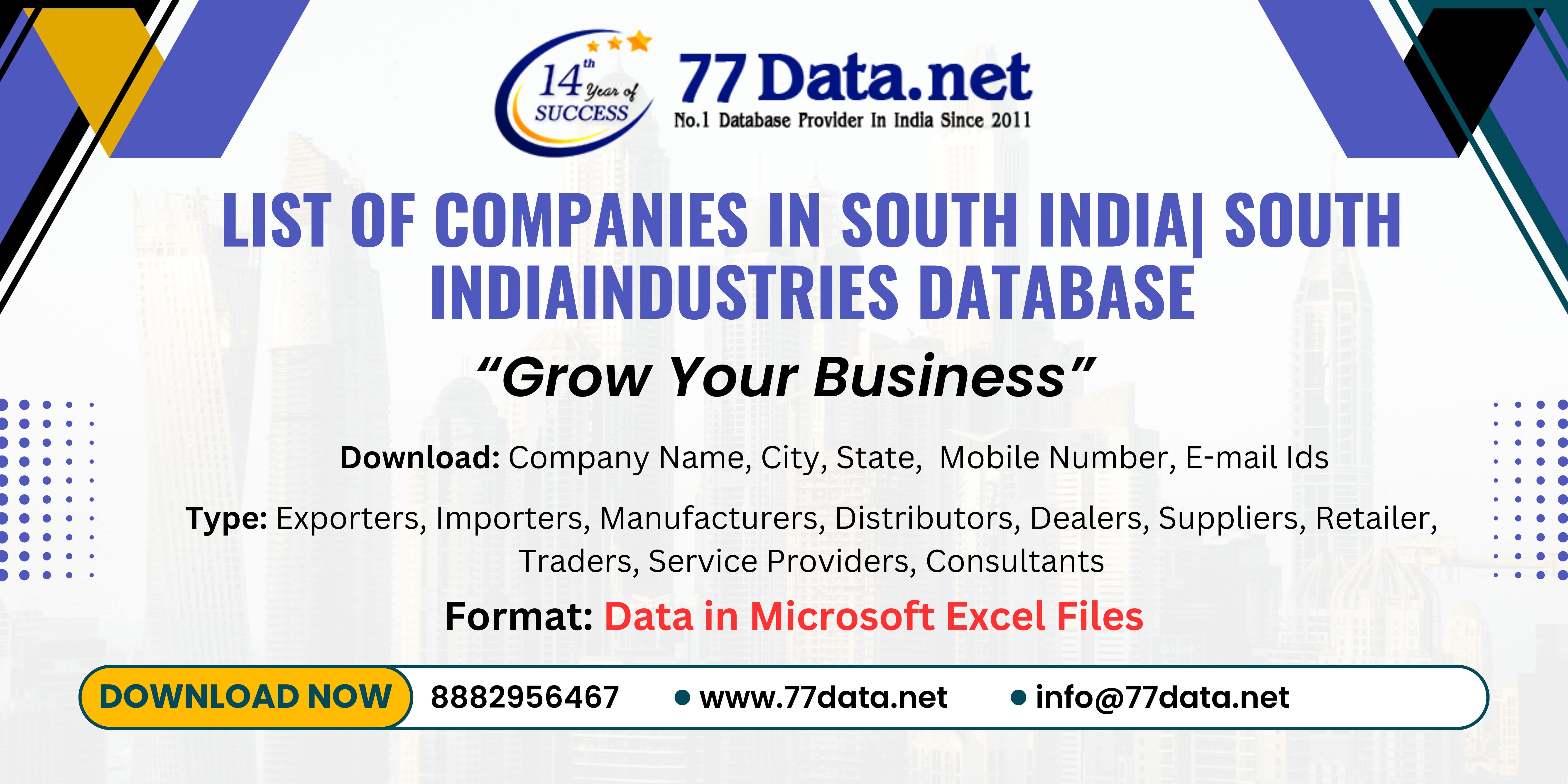 77Data: Download the Verified List of MSME Companies in South India